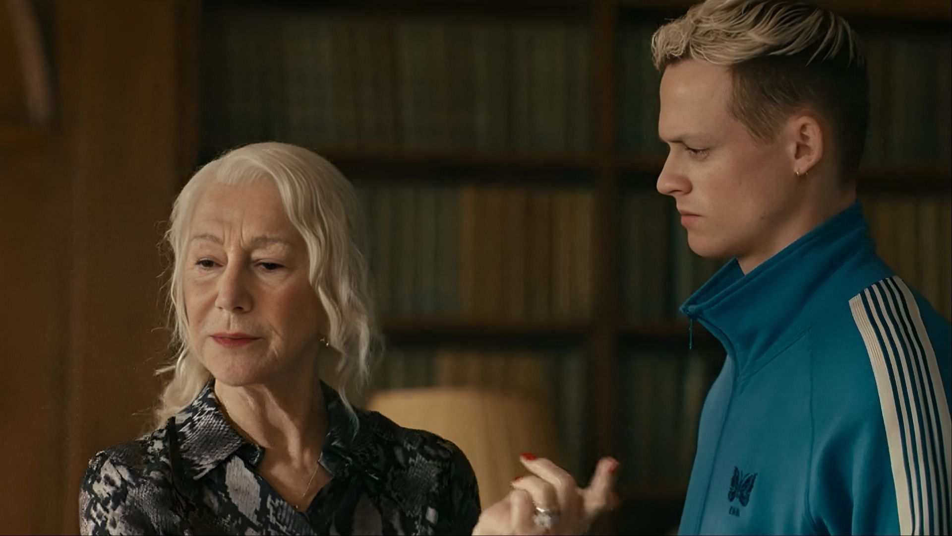 Tension lingers in the air as Maeve and Eddie share a quiet moment in MobLand, one that’s loaded with unspoken schemes (Image via Paramount+)